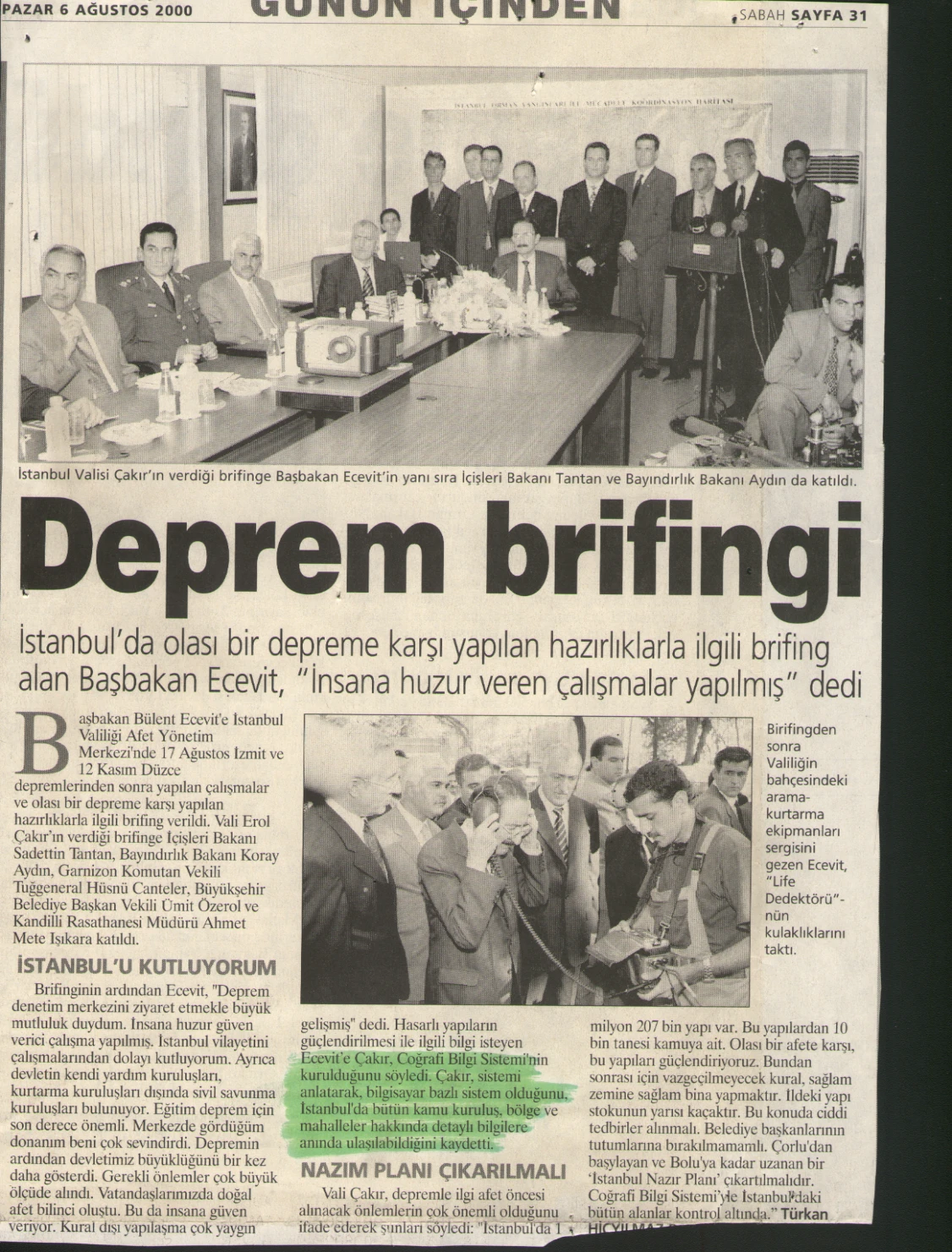 Deprem brifingi