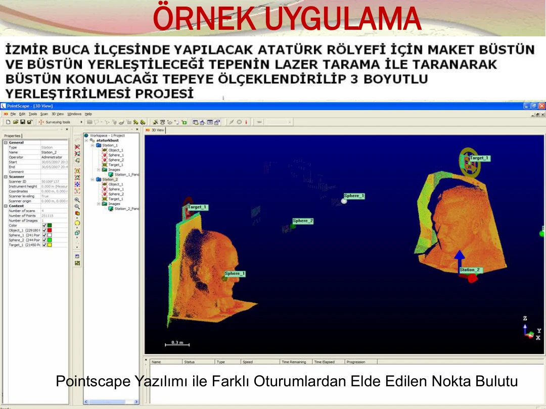 Farklı tarama oturumlarının Pointscape nokta bulutları