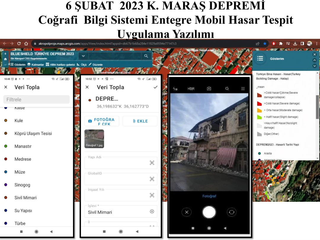 CBS tabanlı mobil hasar kaydı · arşiv uygulama ekranları