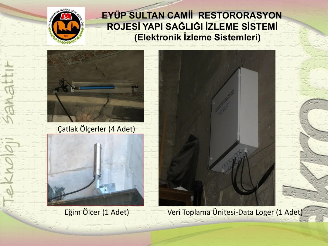 4 çatlak ölçer, 1 eğim ölçer ve 1 data logger · arşiv belge sayfası
