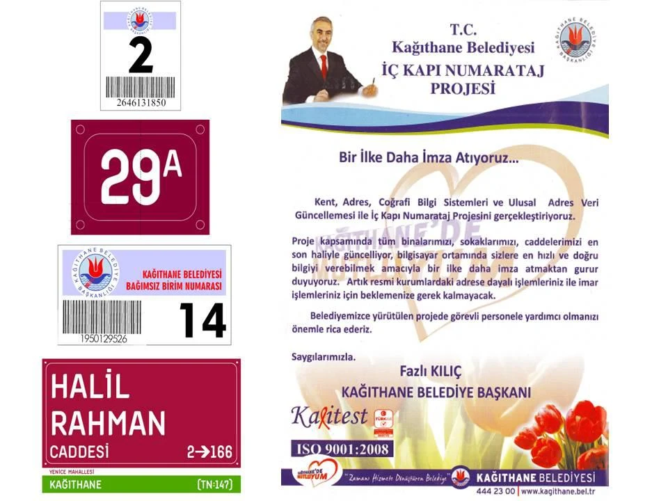 Kağıthane Belediyesi iç kapı numarataj projesi · arşiv belediye broşürü