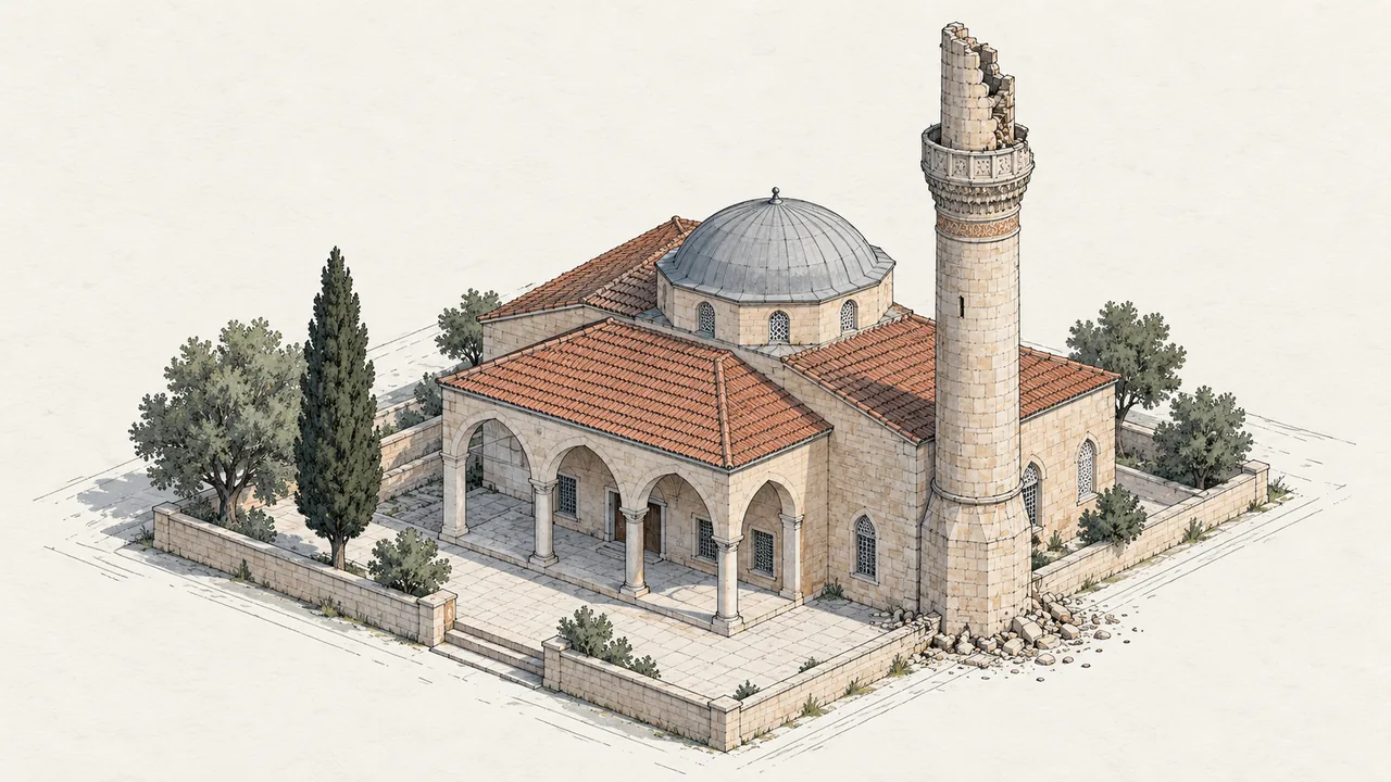 Kemeraltı Camii Minaresi için temsili aksonometrik görselleştirme