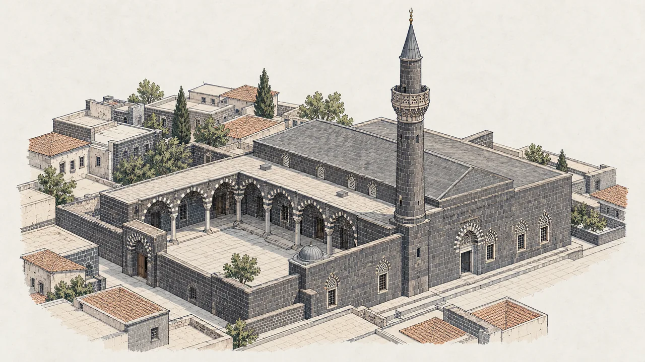 Selahattin Eyyübi Camii için temsili aksonometrik görselleştirme