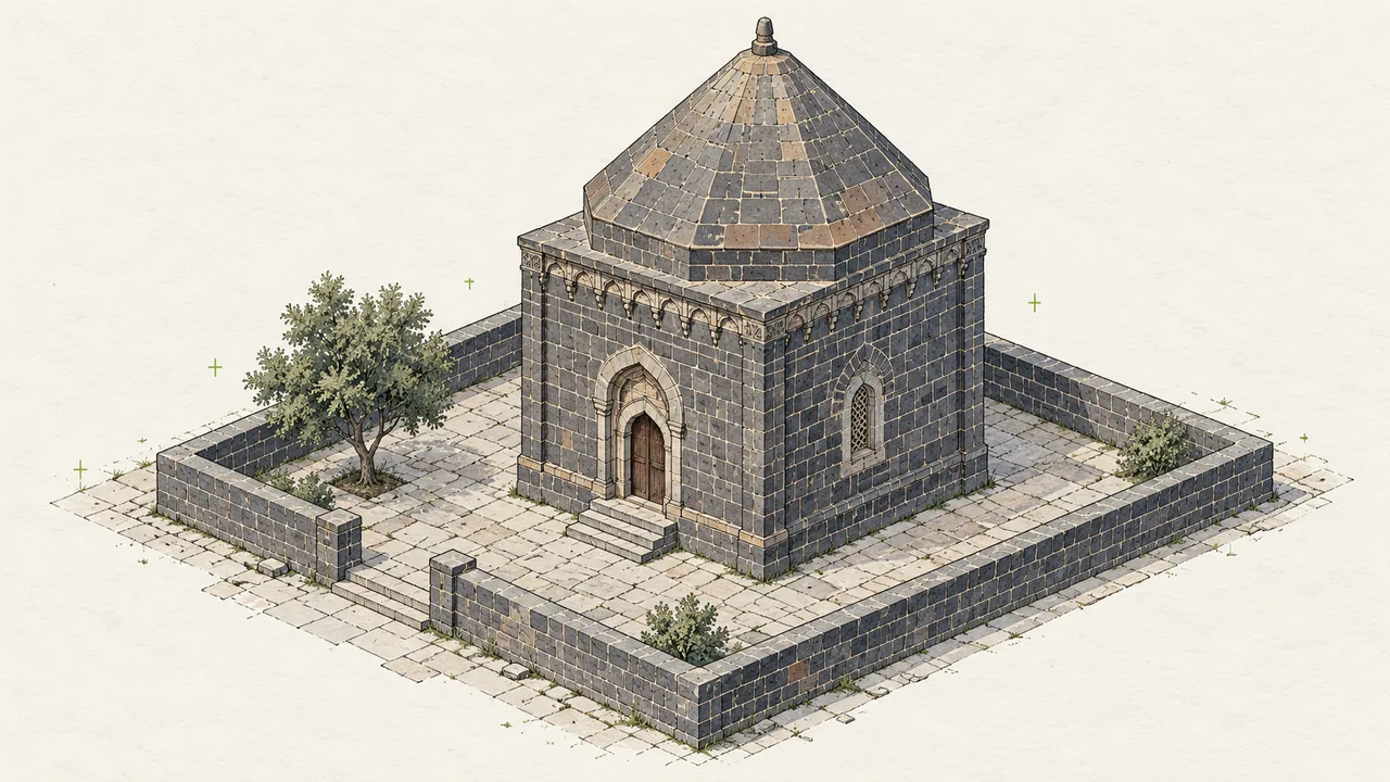 Sultan Suca Türbesi için temsili aksonometrik görselleştirme