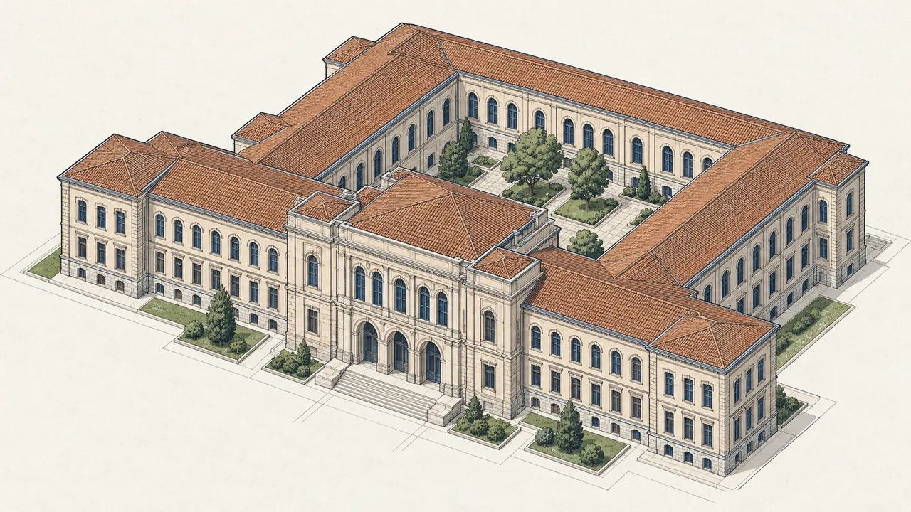 İstanbul Üniversitesi Siyasal Bilgiler Fakültesi için temsili aksonometrik görselleştirme