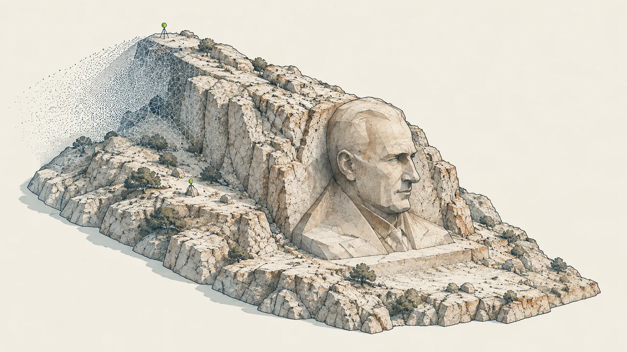 Buca Atatürk Rölyefi, temsili aksonometrik görselleştirme